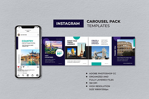 Blue Destination Instagram Carousel, a Social Media Template by UICreative