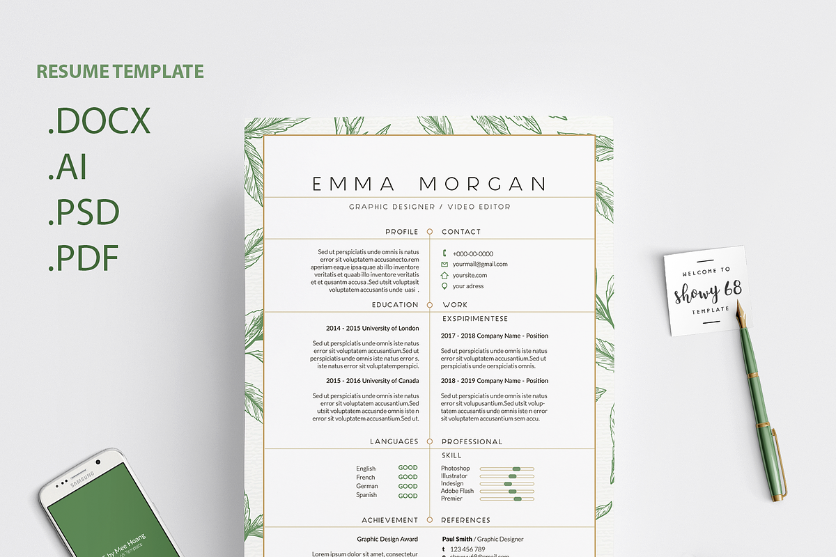 Leafs Resume / CV Template M, a Resume Template by Showy68 Template (Photo 1 of 4)