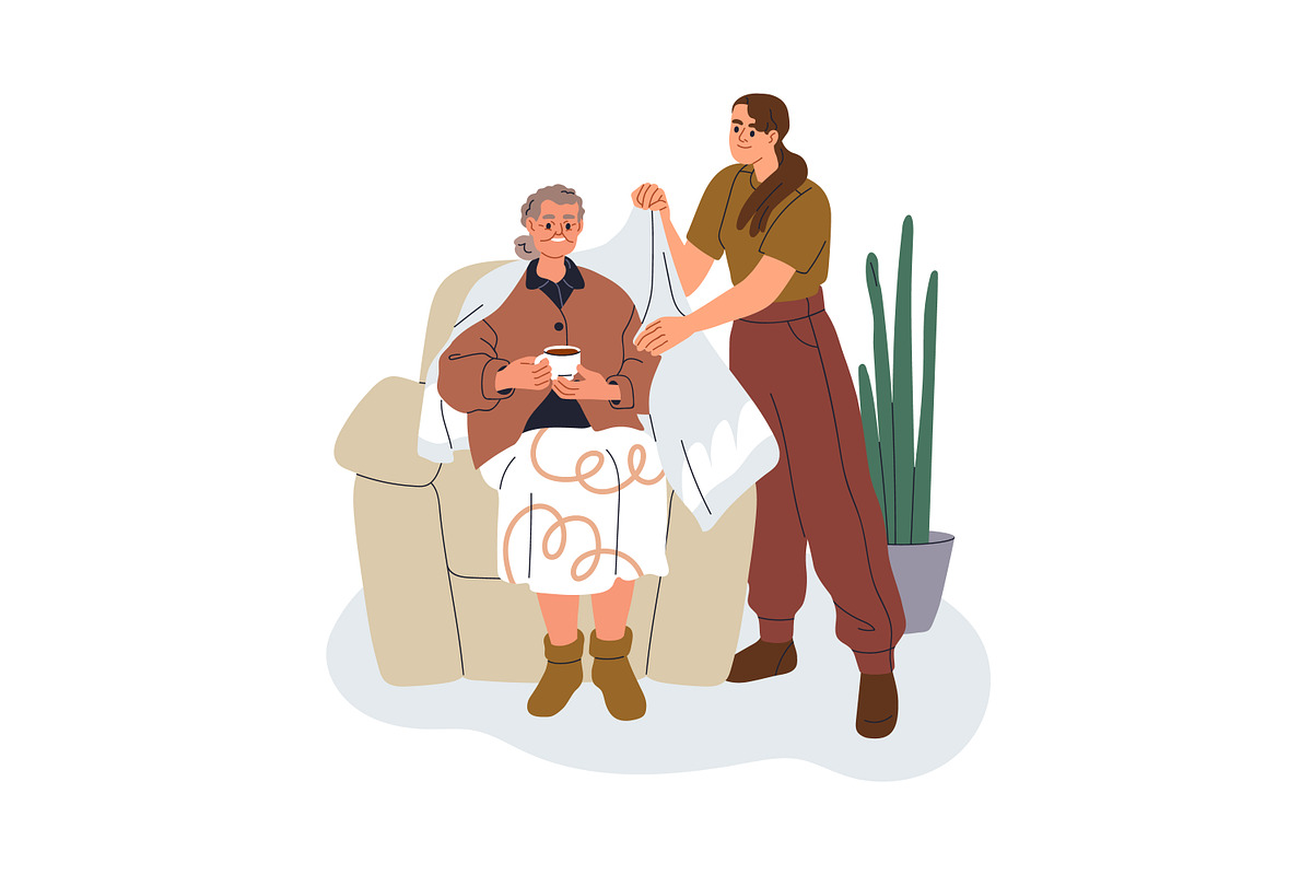 Volunteers take care of seniors set, a Person Illustration by Good Studio (Photo 4 of 7)
