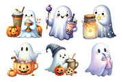 Cute Ghost Drinking Drink Clipart, an Illustration by Daily.Designs (Thumbnail 5 of 5)