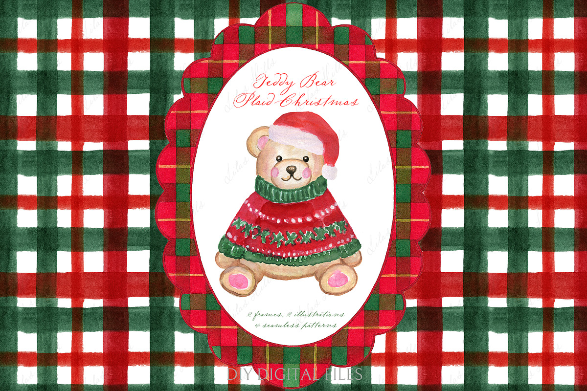 Christmas Teddy Bear Pattern, a Graphic by LABFcreations (Photo 1 of 4)