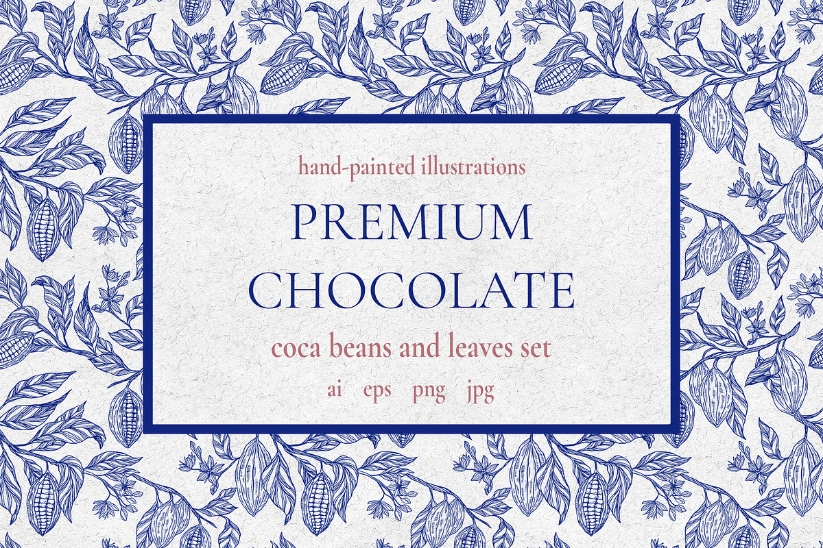 Cocoa leaves&beans vector clipart, an Illustration by Lidia's watercolor world (Photo 1 of 6)