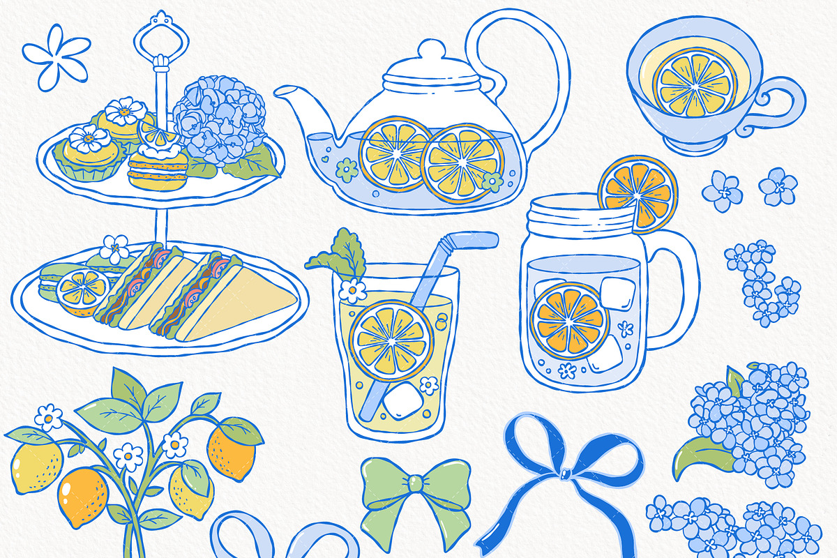 Lemon Tea Time Clipart Hand Drawn, a Food Illustration by TitaLivingArt (Photo 4 of 10)