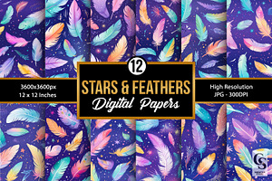 Pastel Feathers & Stars Patterns