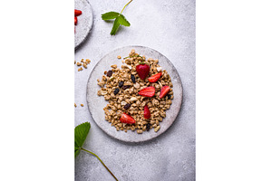 Homemade granola with fresh, a Food & Drink Photo by Yulia Furman