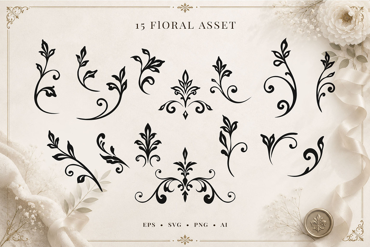 Baroque Monogram Alphabet & Floral, an Object Graphic by Papatongartist (Photo 3 of 5)
