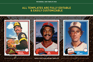 1980's Pro Baseball Card Templates