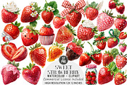 Watercolor Sweet Strawberry Clipart, an Illustration by DreamArtGraphic (Thumbnail 1 of 4)