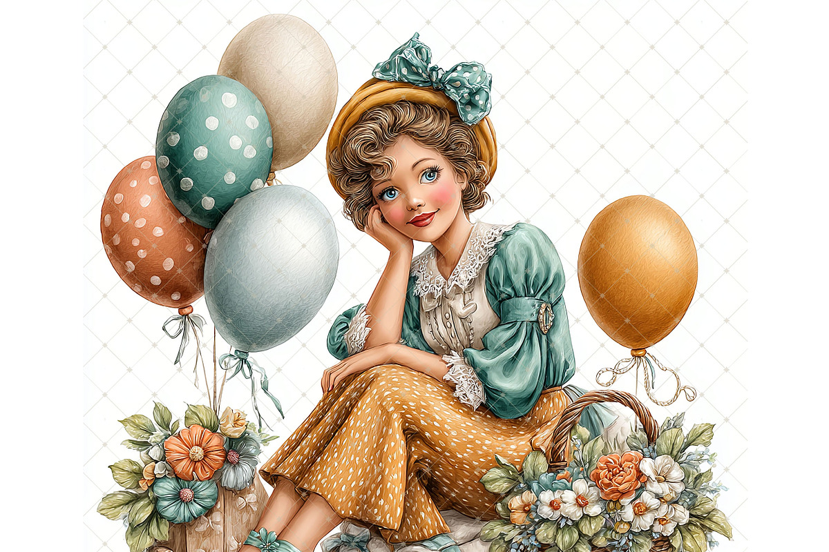 Balloon girl Clipart JPG, a Person Illustration by Memories By Lea (Photo 16 of 18)