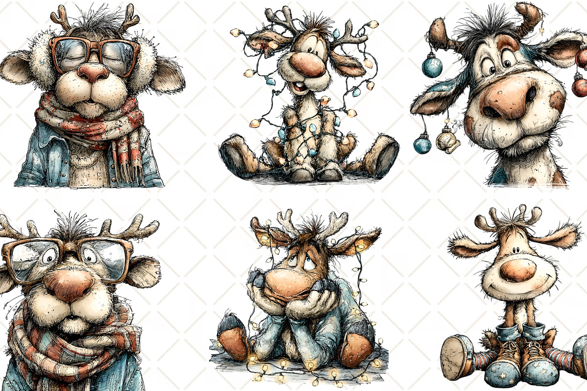 Quirky Reindeer Clipart, an Illustration by Black Bird Studio (Photo 2 of 5)