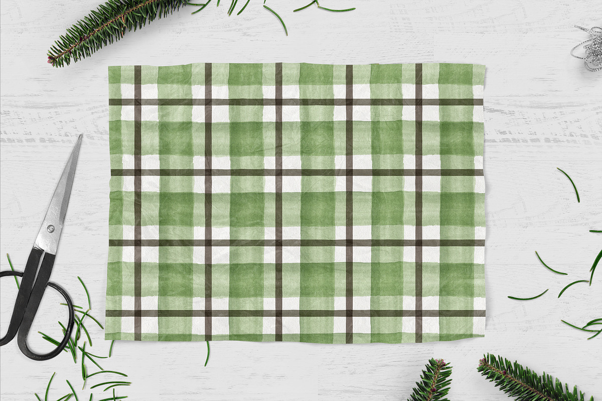 Watercolor Green & Brown Plaids, a Pattern Graphic by DailyMiracleDigitals,LLC (Photo 2 of 8)