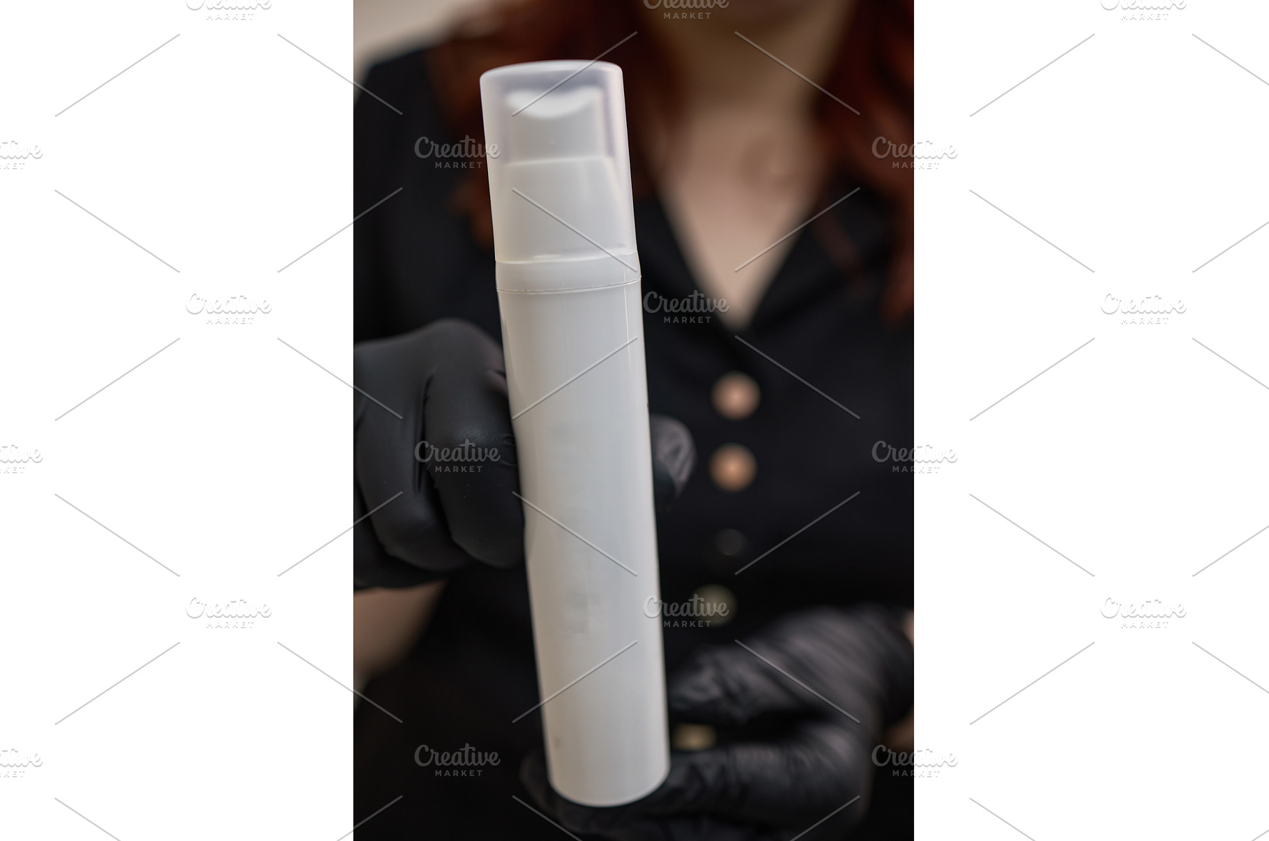 Serum bottle held by gloved hand, a Beauty & Fashion Photo by wip3out