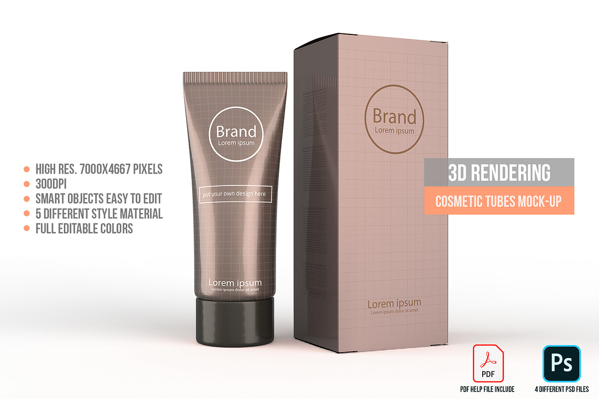 3D Rendering Cosmetic Tubes Mock-up, a Packaging Mockup by graystudio (Photo 44 of 50)