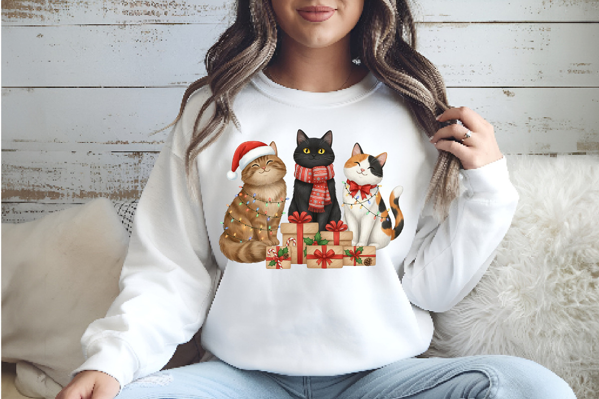 Meowy Christmas Png, an Illustration by Watercolor design (Photo 4 of 5)