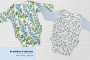 Watercolor blue flowers pattern set, a Pattern Graphic by Art and Funny (Thumbnail 5 of 11)