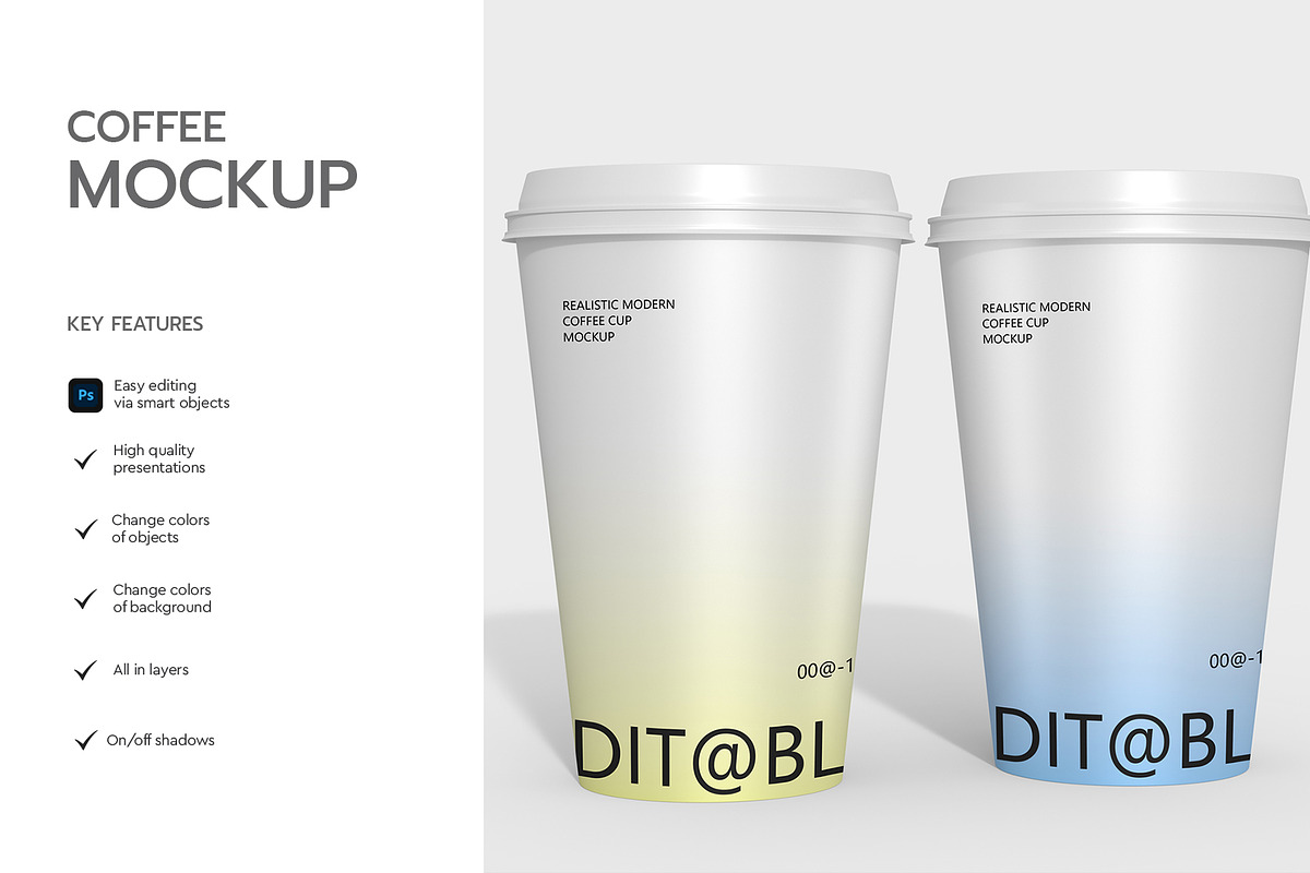 Editable Coffee Cup PSD Mockup