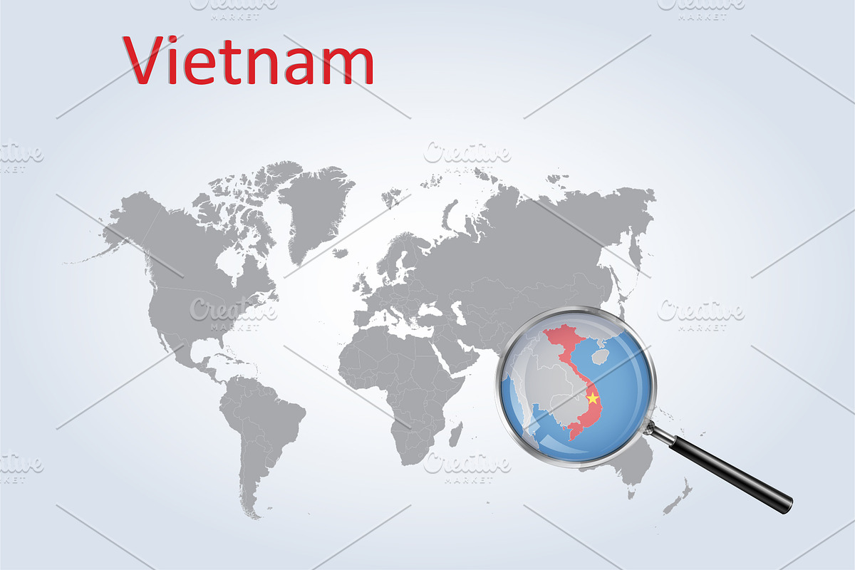 Vietnam Magnifier Map and Flag, a Presentation Template by arslantanoli