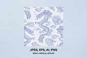 Pale Blue Chinese Dragon in Clouds, a Pattern Graphic by ilonitta (Thumbnail 3 of 9)