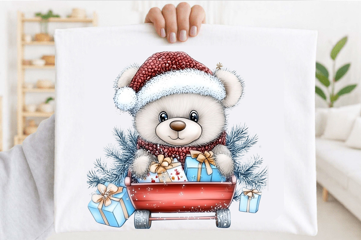 Whimsical Christmas Teddy Bear, a Seasonal Illustration by SVGArt (Photo 5 of 5)