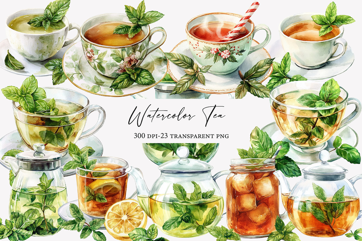 Watercolor  Tea clipart, an Illustration by Designworld (Photo 1 of 4)