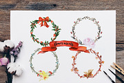 Flower Wreath and Floral Elements, an Illustration by artemyst (Thumbnail 1 of 4)