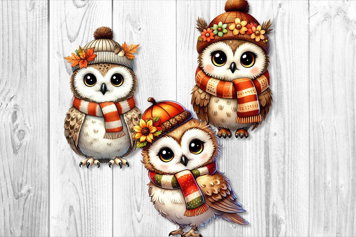 Cute Autumn Owl Clipart Sublimation, a Seasonal Illustration by V Design Creator (Photo 6 of 7)