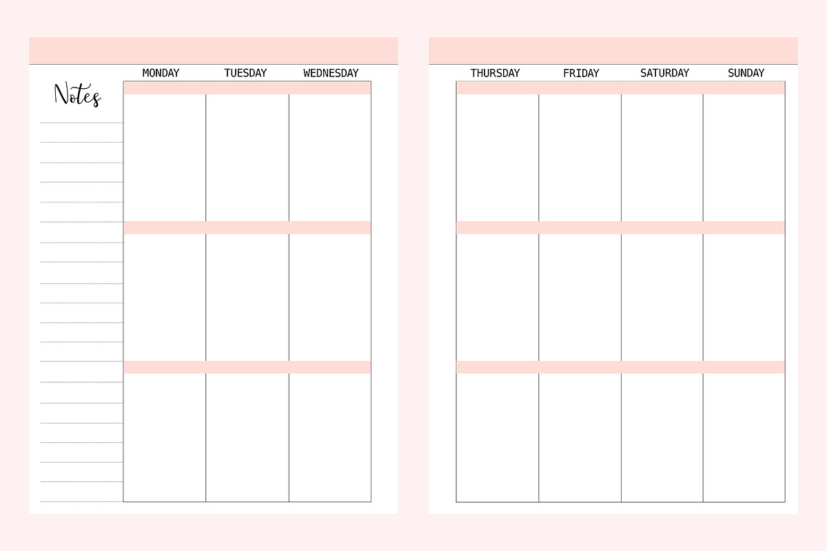 Weekly Planner Inserts 8.5x11 Pink, a Stationery Template by EasyLifePlanners (Photo 2 of 3)