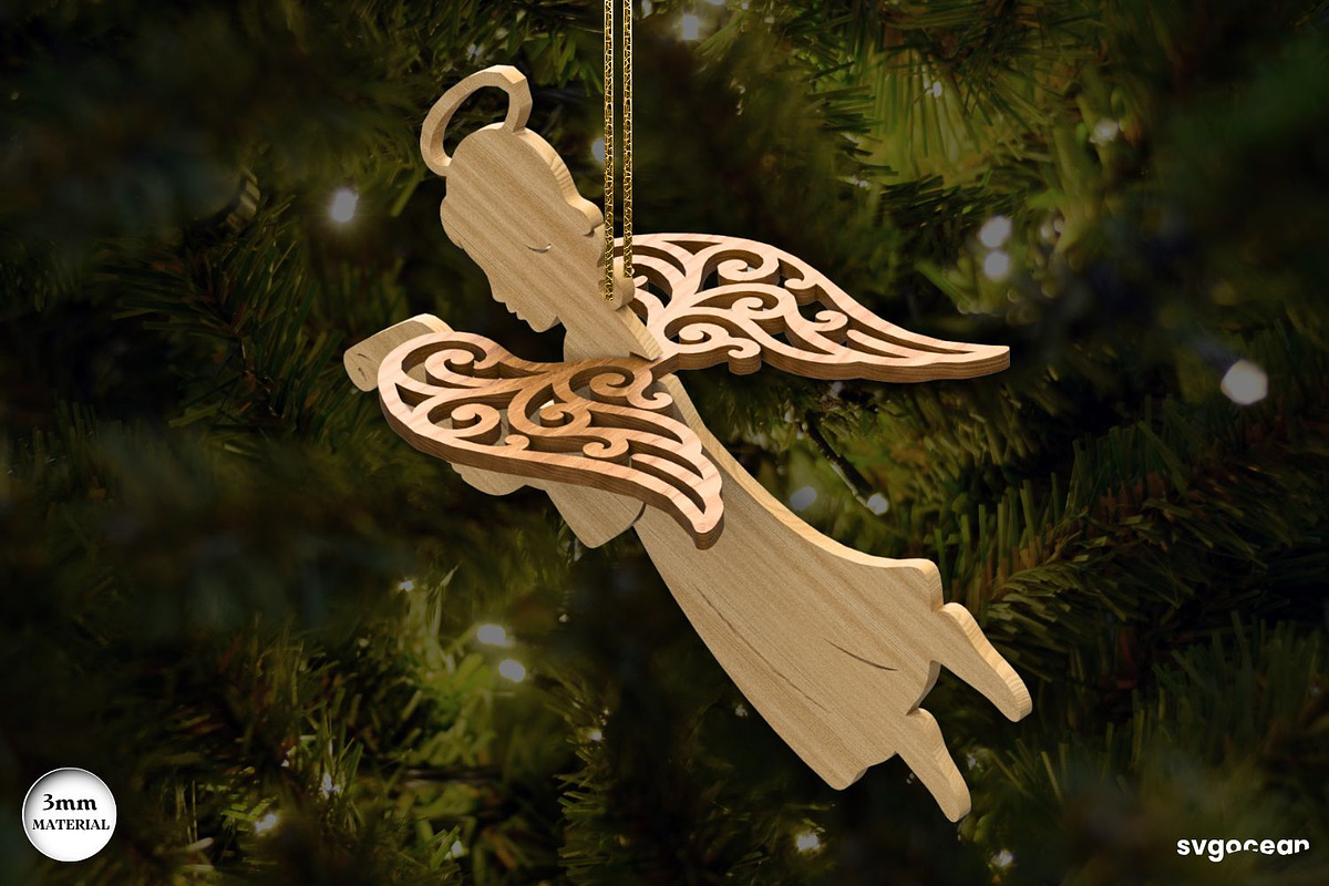 3D Christmas Angels Ornament Bundle, a Decorative Illustration by svgocean (Photo 10 of 20)
