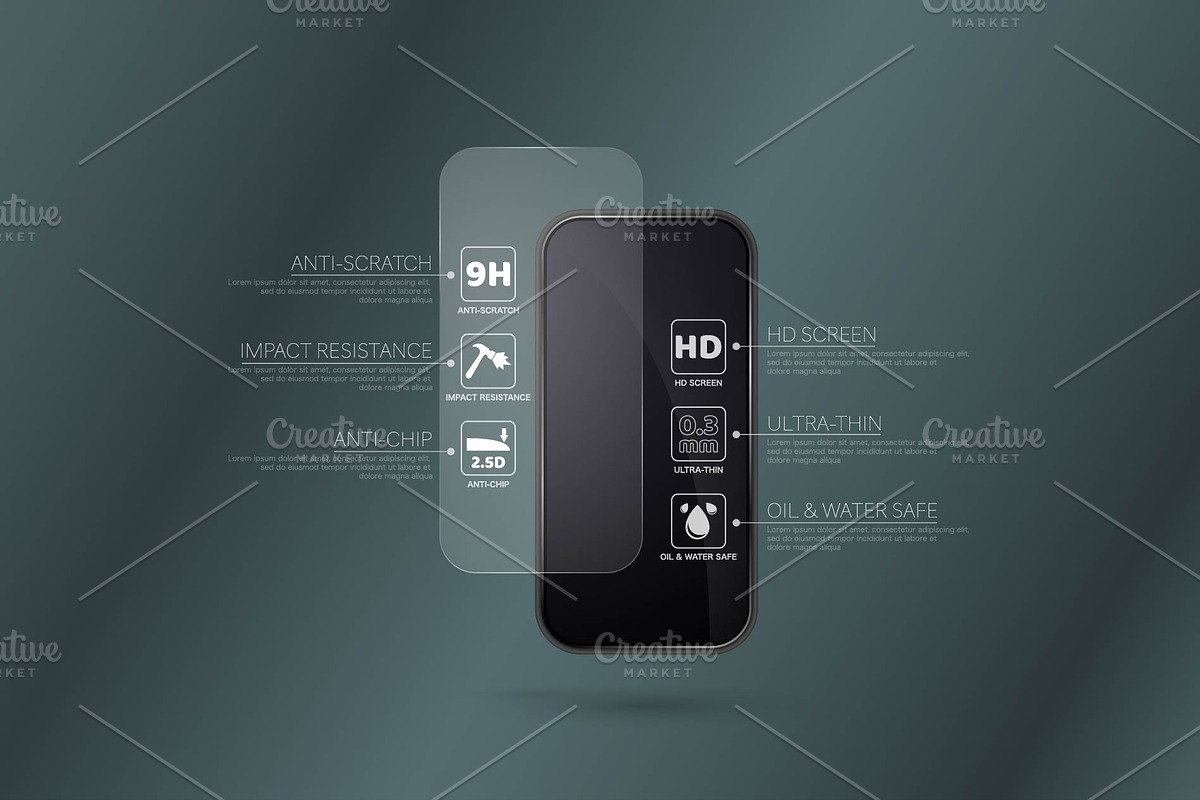 Icons mobile phone screen glass, a Background Graphic by LongQuattroArt