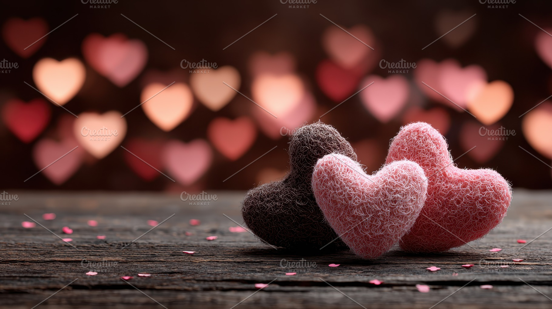 Two hearts on wood Valentine's Day l, a Photo by Pixeness Studio
