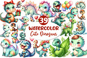Cute Dinosaur Clipart PNG, an Illustration by Dream Creation (Thumbnail 1 of 7)