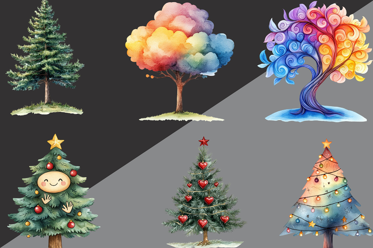 Cute Doodle Christmas Tree Clipart, an Illustration by Black Bird Studio (Photo 4 of 6)