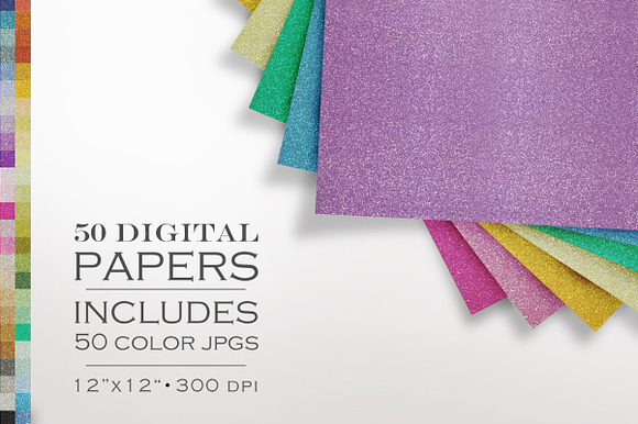 51 Piece Glitter Digital Paper preview 2