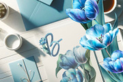 Blue Tulips Beautiful Set, a Decorative Illustration by Shabbypie (Thumbnail 9 of 22)