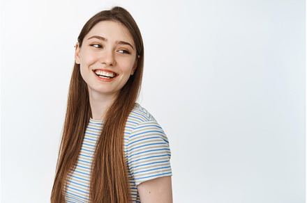Happy young woman with long natural, a Person Photo by Cookie Studio