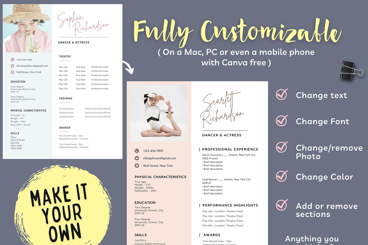 Child Actor Resume Template CANVA, a Resume Template by Climbwithelevator (Photo 3 of 6)