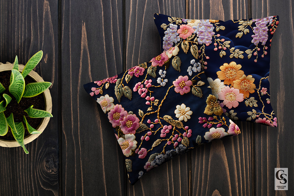 Japanese Floral Embroidery Pattern, a Pattern Graphic by Creative Store (Photo 3 of 5)