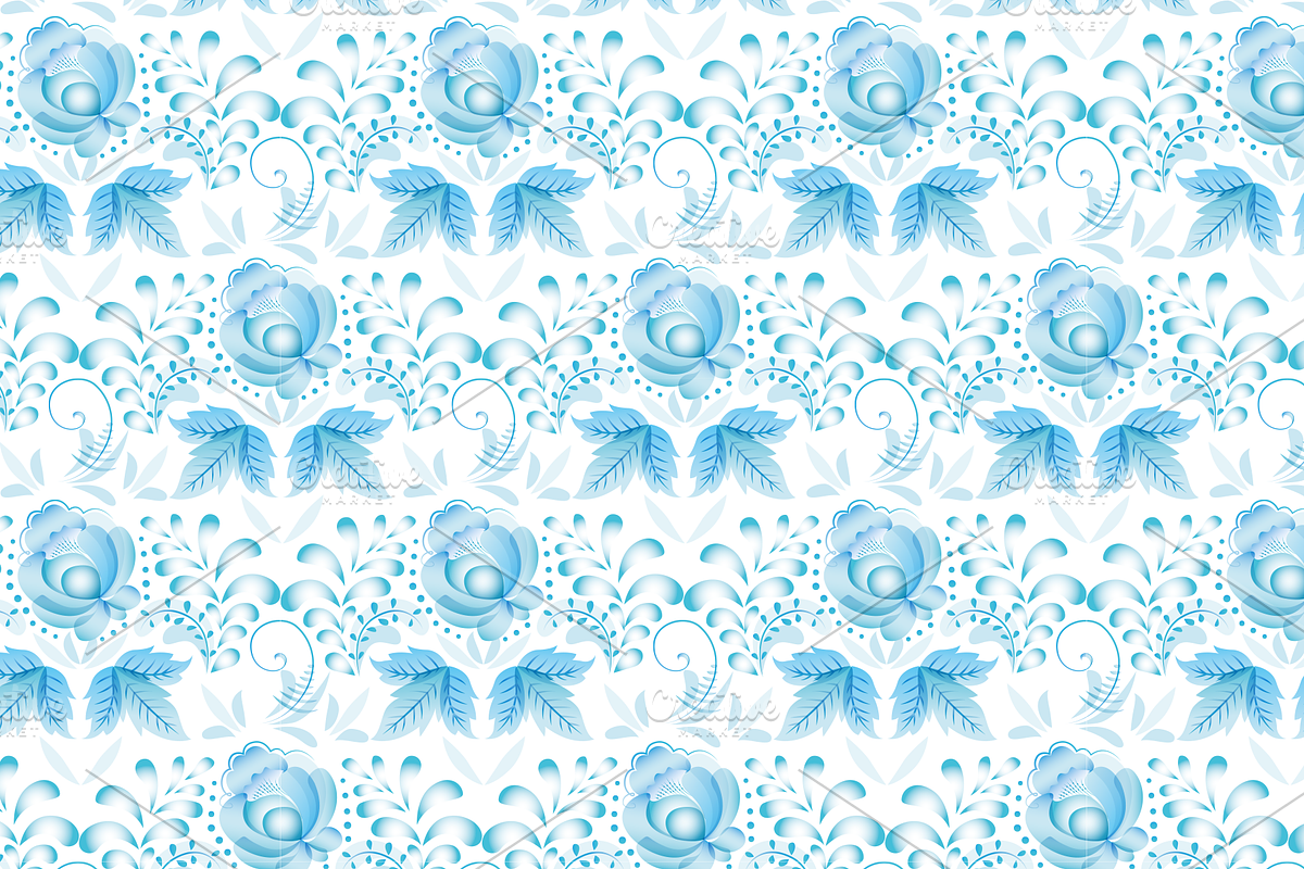 FREEBIE Gzhel vector collection, a Pattern Graphic by Designnina Shop (Photo 7 of 11)