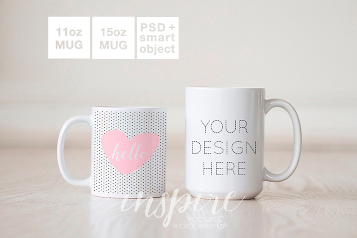 11oz and 15oz Comparision Mug Mockup, a Product Mockup by Inspire Mockups (Photo 1 of 3)
