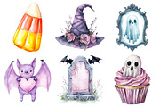 Watercolor Pastel Gothic Halloween, an Illustration by Daily.Designs (Thumbnail 2 of 5)