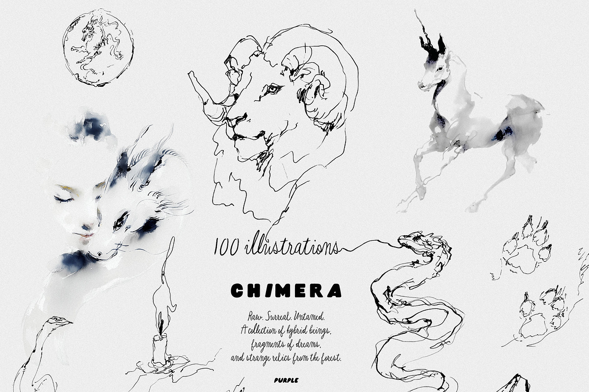 CHIMERA: Raw Surreal Line Art, an Animal Illustration by Purple (Photo 4 of 12)