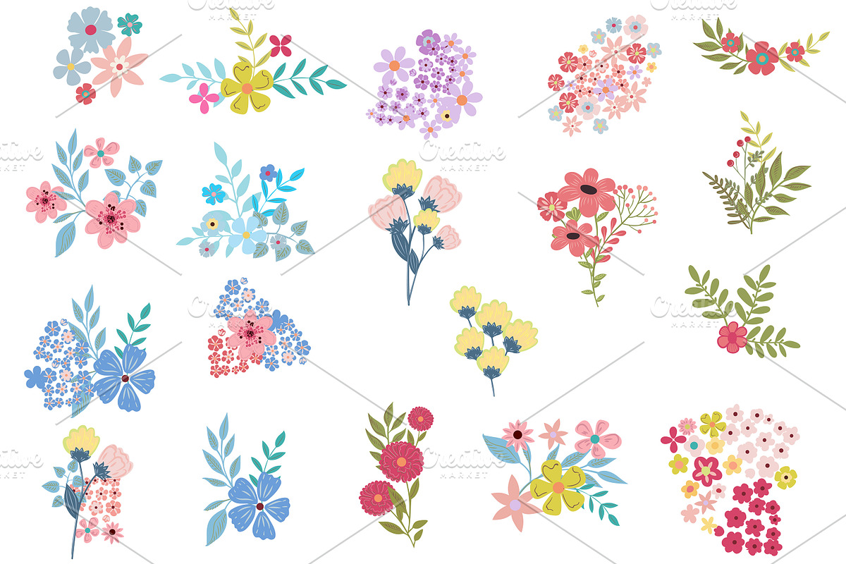 Ditsy vector flower patterns,clipart, a Pattern Graphic by FleurArt (Photo 3 of 8)