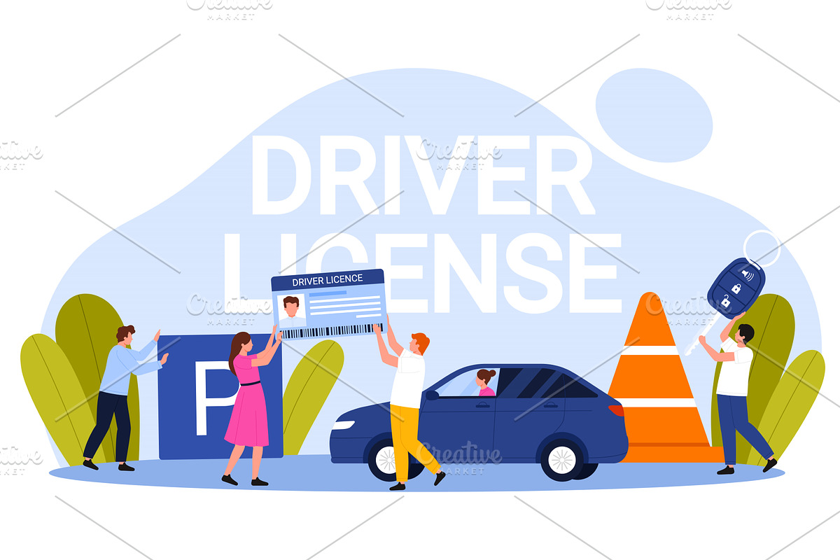 Driver License Process Vector, a Transportation Illustration by Flashvector