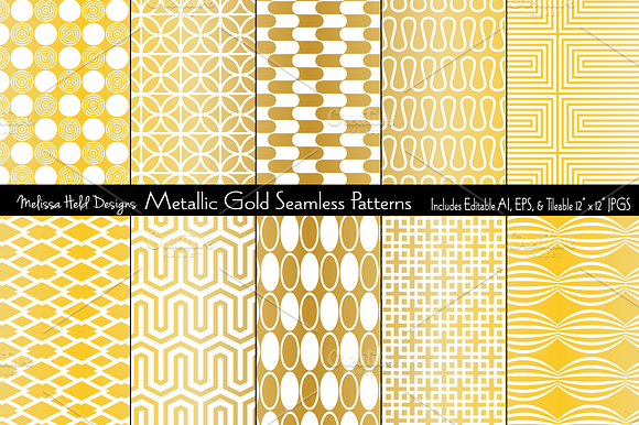 Metallic Gold Seamless Geometrics preview 5