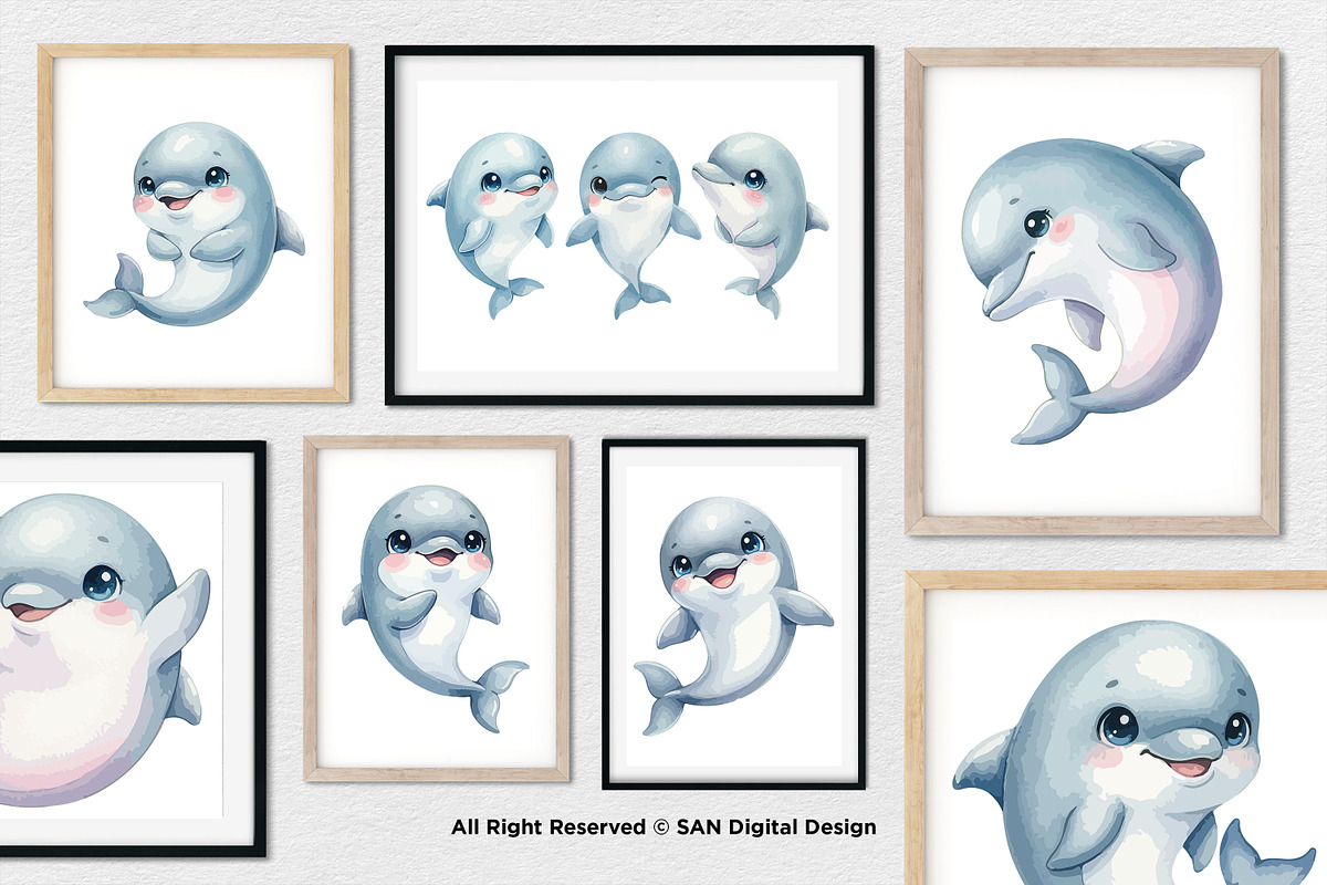 15 Bundle Watercolor Dolphin Fish, an Animal Illustration by Morspective (Photo 4 of 8)