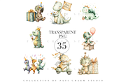 35 Dinosaur Birthday Clipart PNG, an Animal Illustration by Pati Charm Studio (Thumbnail 3 of 8)