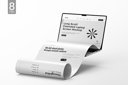 Laptop Long Scroll Screen Mockup, a Mac Mockup by RamStudio2
