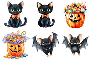 Watercolor Cute Halloween Clipart, a Seasonal Illustration by CitraGraphics (Thumbnail 6 of 7)