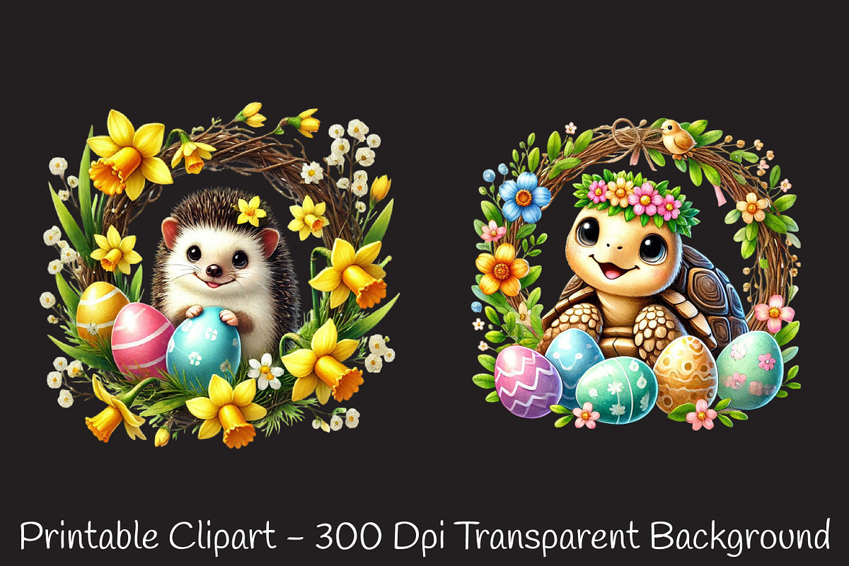 Easter animals wreath sublimation, an Illustration by RobertsArt (Photo 4 of 7)