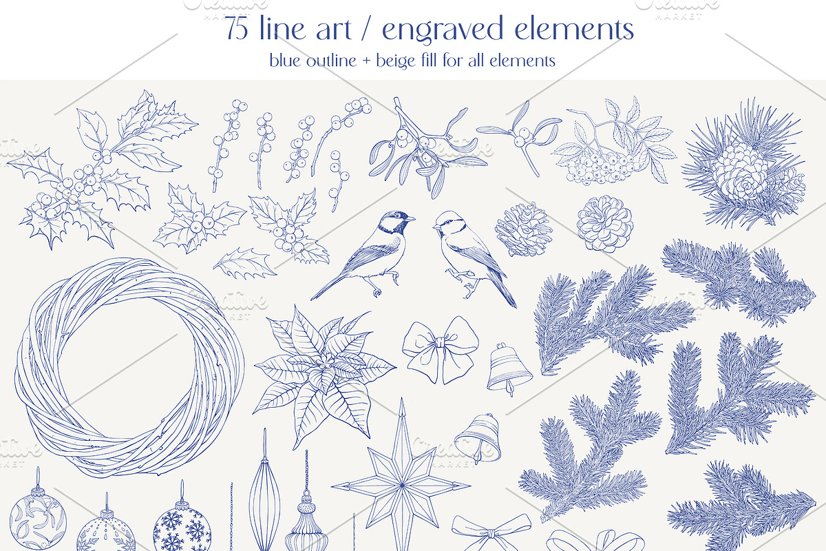 Christmas Wreaths & Decor Vector set, an Object Graphic by ON_lineart_store (Photo 9 of 10)